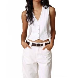 NEW GOLDIE TEES coachella slub/fishnet vest in white